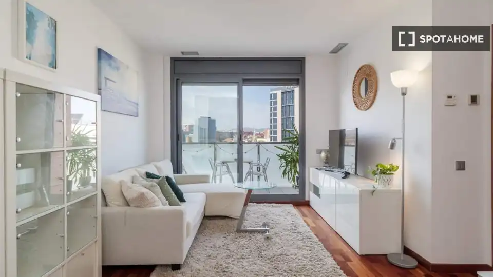 Sala de estar de Piso de alquiler en Barcelona con Aire acondicionado, Calefacción y Amueblado