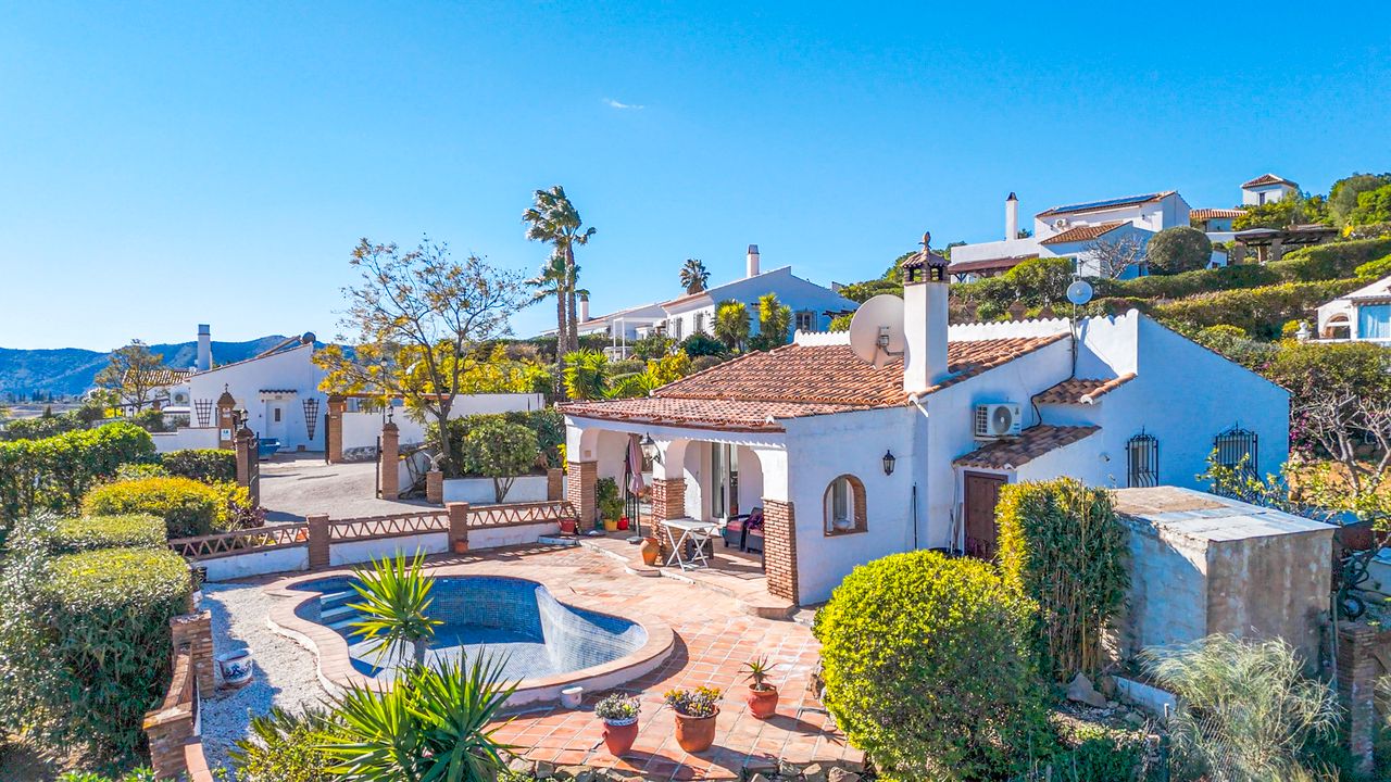 Exterior view of House or chalet for sale in Viñuela  with Air Conditioner, Terrace and Swimming Pool