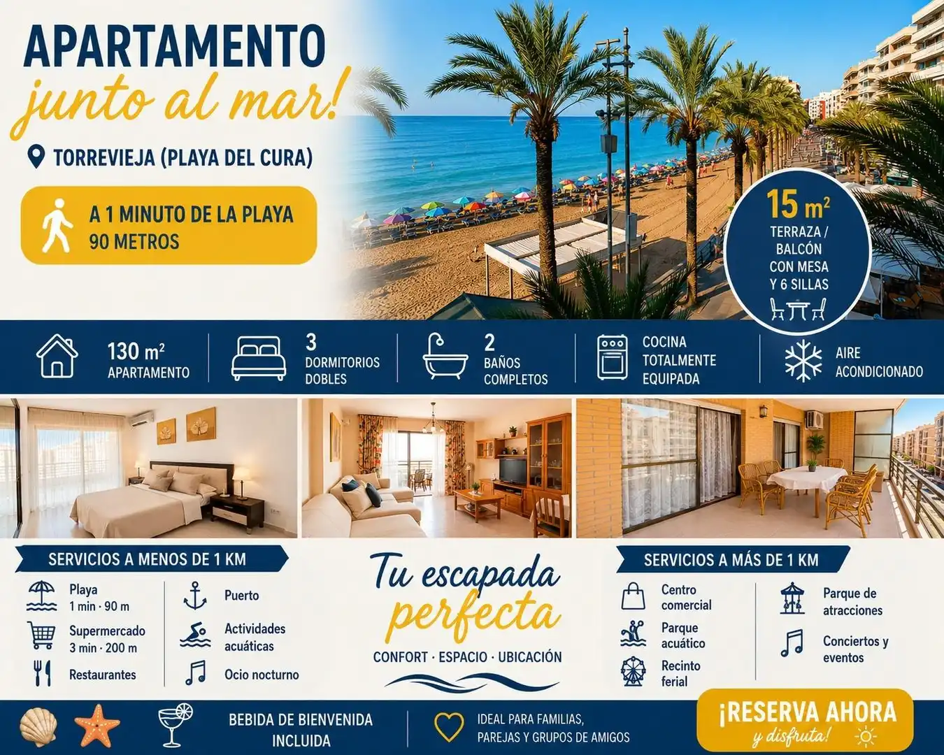 Apartamento de alquiler en Torrevieja con Aire acondicionado y Amueblado