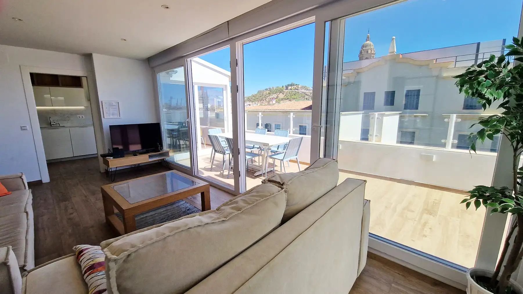 Living room of Attic for sale in Málaga  with Air Conditioner, Terrace and Furnished