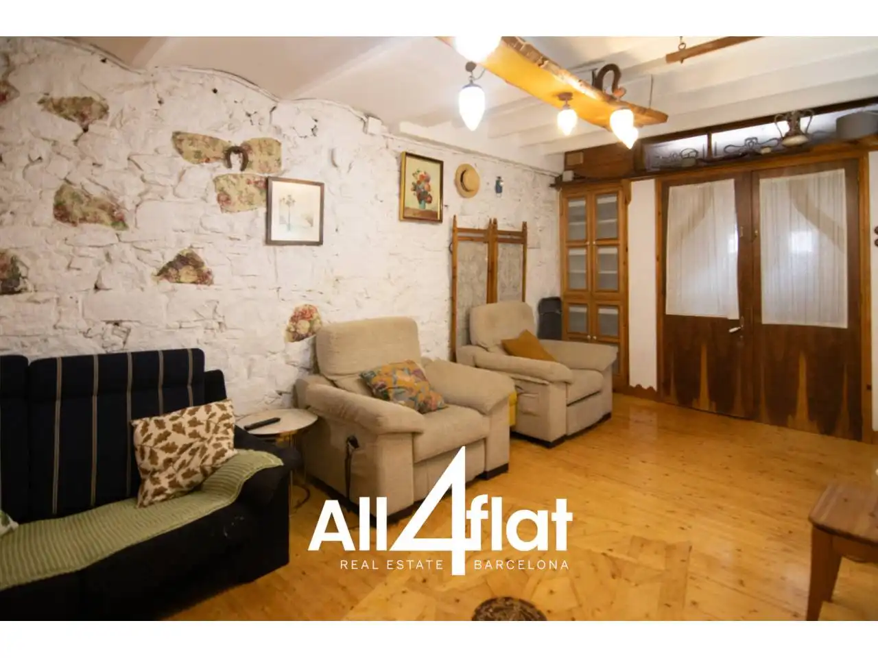 Sala de estar de Piso en venta en Barcelona con Aire acondicionado, Parquet y Terraza