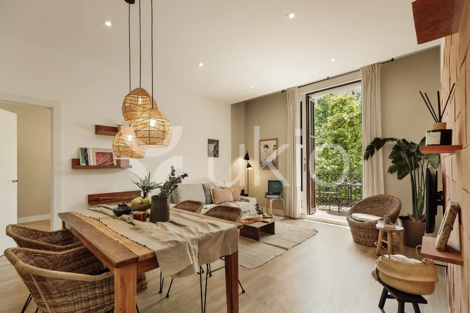 Sala de estar de Apartamento de alquiler en Barcelona con Aire acondicionado, Amueblado y Horno
