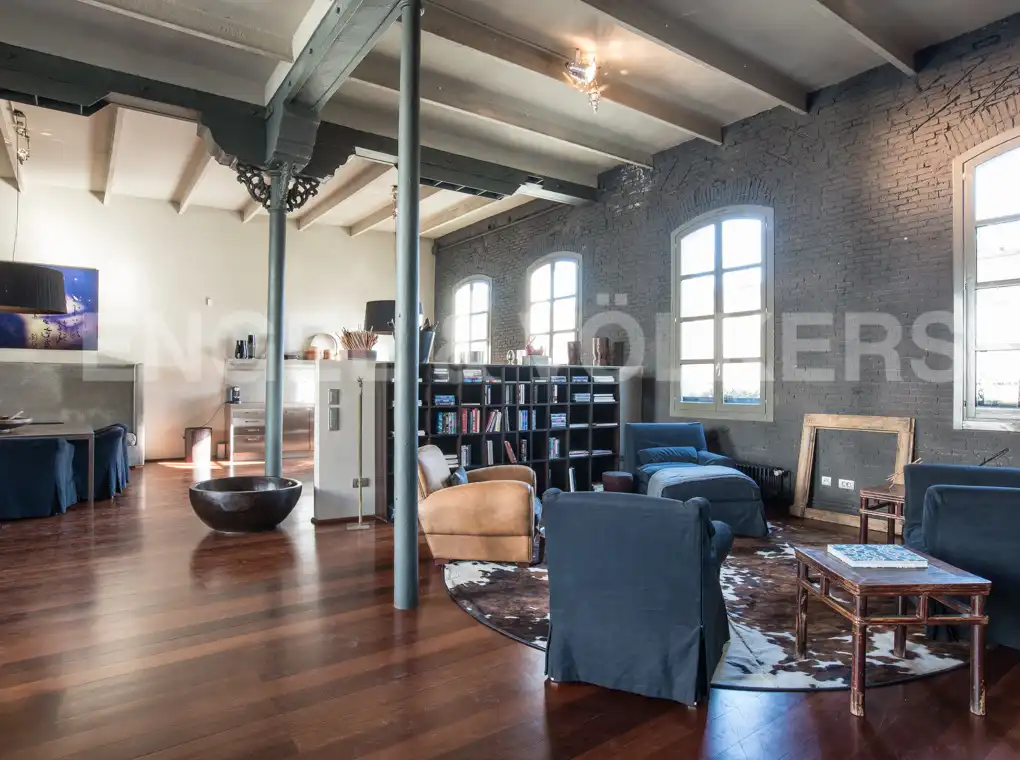 Wohnzimmer von Loft zur Miete in Barcelona mit Klimaanlage, Heizung und Parkett