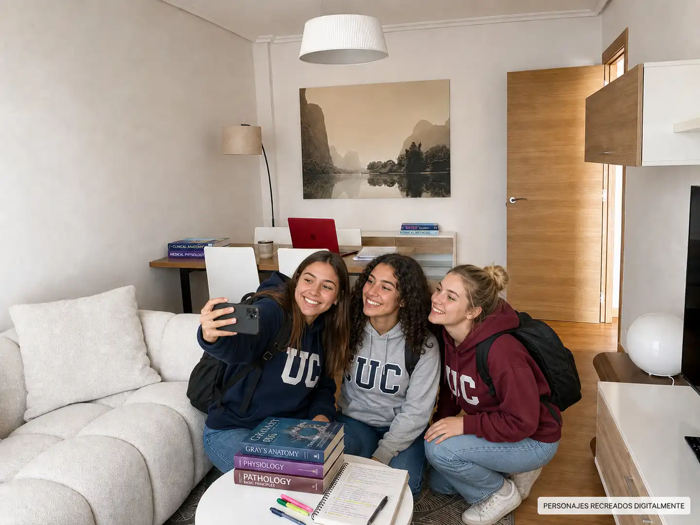 Bedroom of Flat for rent in Santander  with Heating, Terrace and Furnished