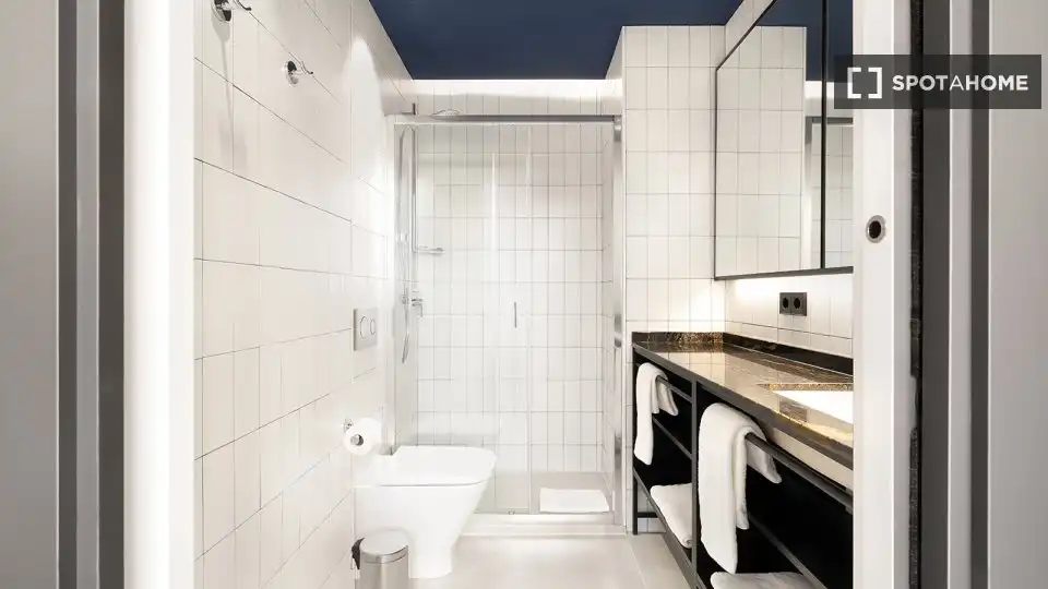 Baño de Estudio para compartir en Barcelona con Aire acondicionado, Terraza y Amueblado