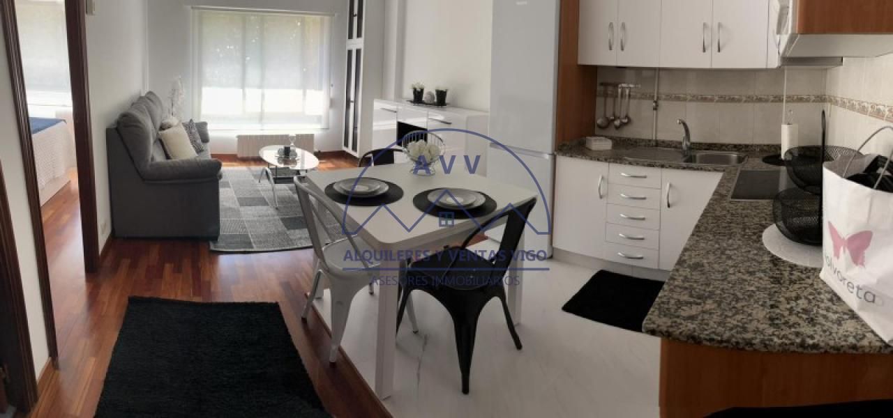 Sala d'estar de Apartament de lloguer en Vigo  amb Calefacció, Traster i Moblat