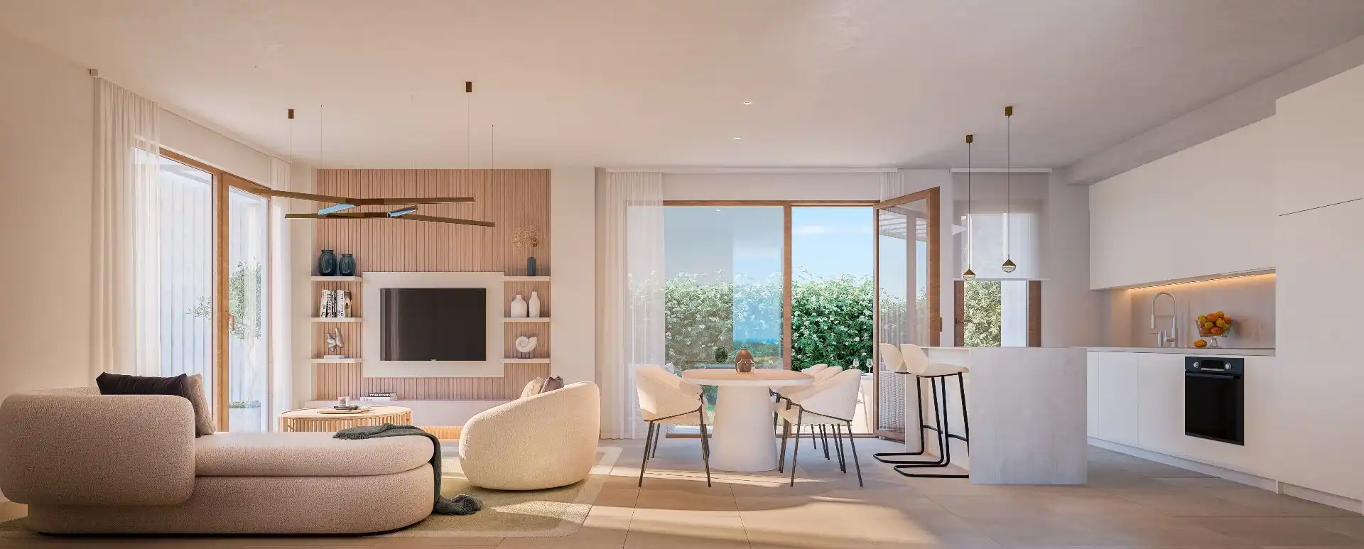 Wohnzimmer von Einfamilien-Reihenhaus zum Verkauf in El Rompido mit Klimaanlage, Abstellraum und Gemeinschaftspool