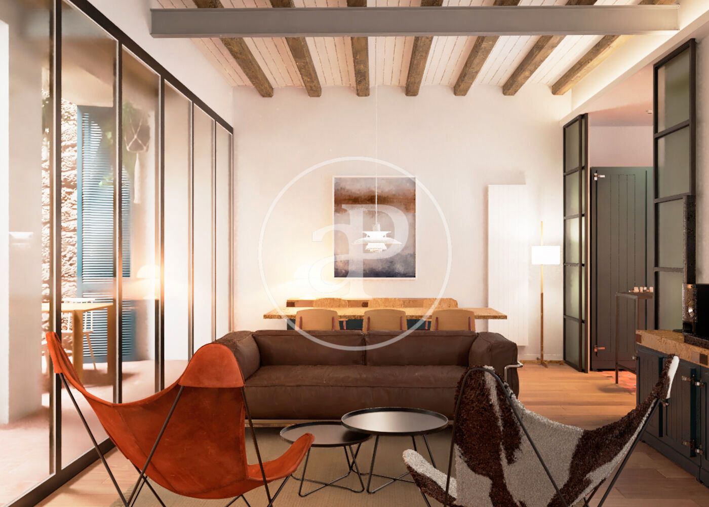 Living room of Attic for sale in  Barcelona Capital  with Air Conditioner, Heating and Terrace