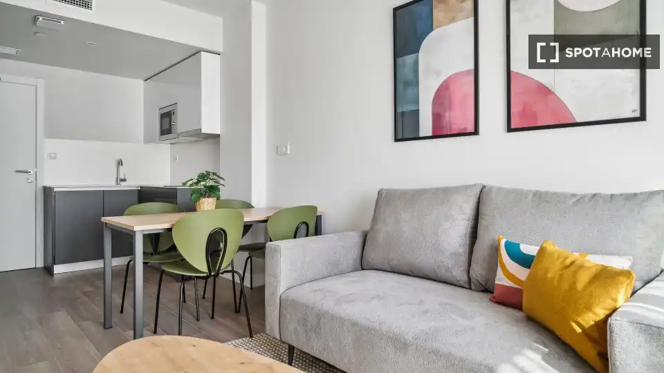 Living room of Flat for rent in Madrid  with Air Conditioner, Heating and Furnished