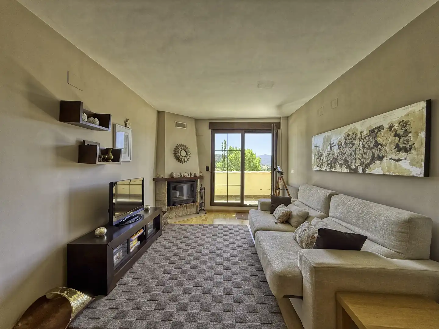 Sala de estar de Ático en venta en Alcalá de la Selva con Calefacción y Terraza