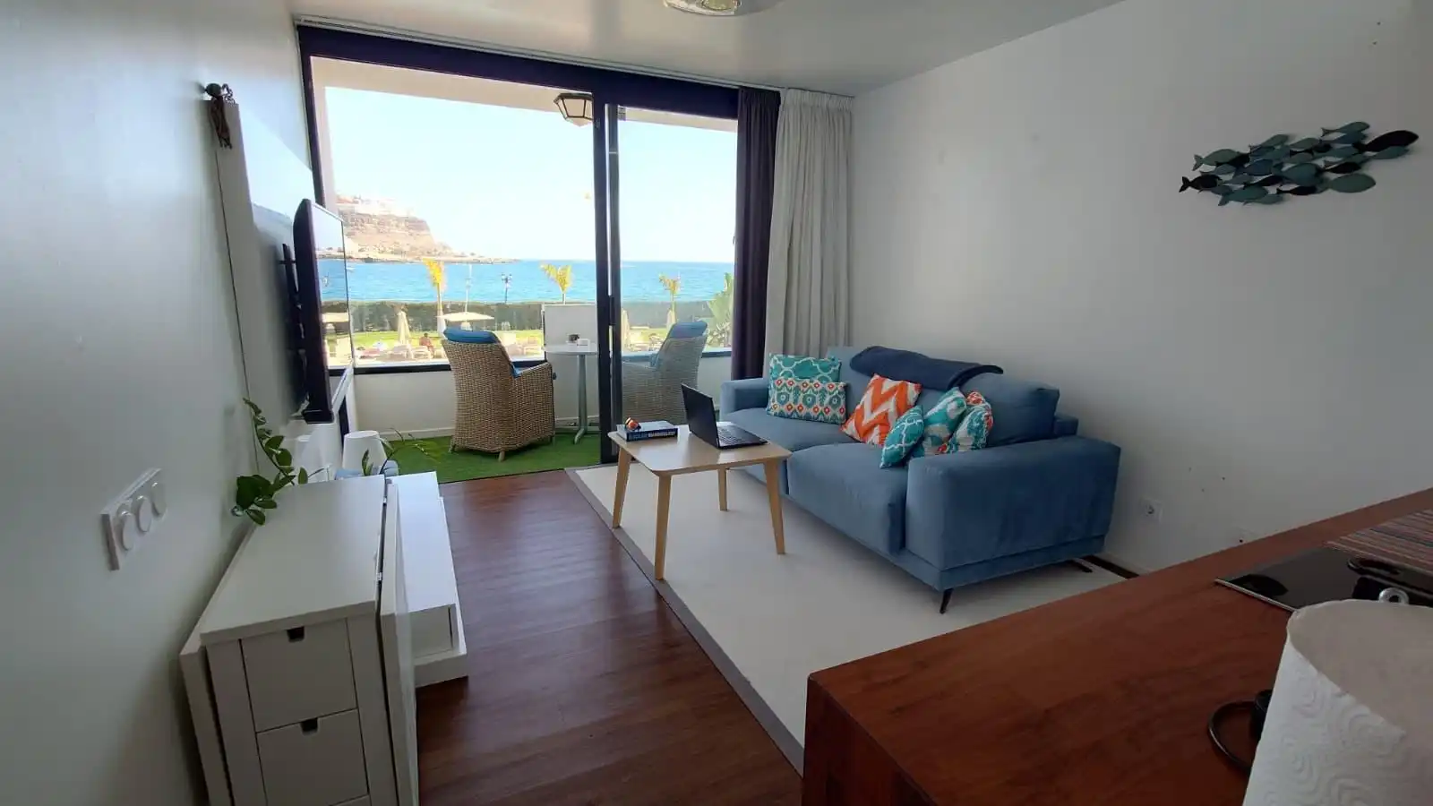 Wohnzimmer von Wohnungen zur Miete in Mogán mit Privatgarten, Terrasse und Gemeinschaftspool