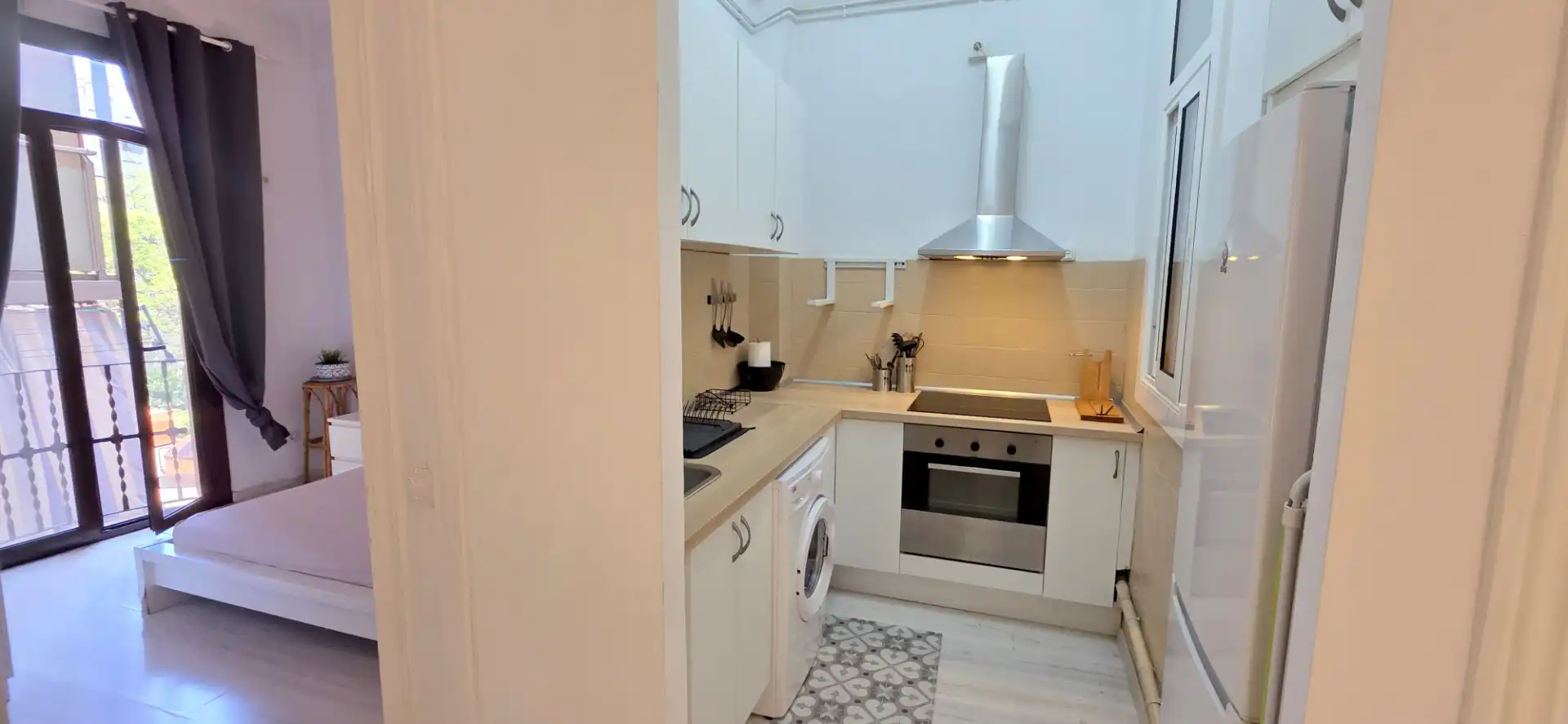 Cocina de Piso de alquiler en Barcelona con Parquet, Amueblado y Lavadora