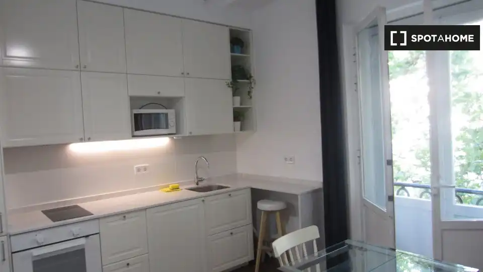 Cuina de Pis de lloguer en Madrid amb Aire condicionat, Calefacció i Moblat