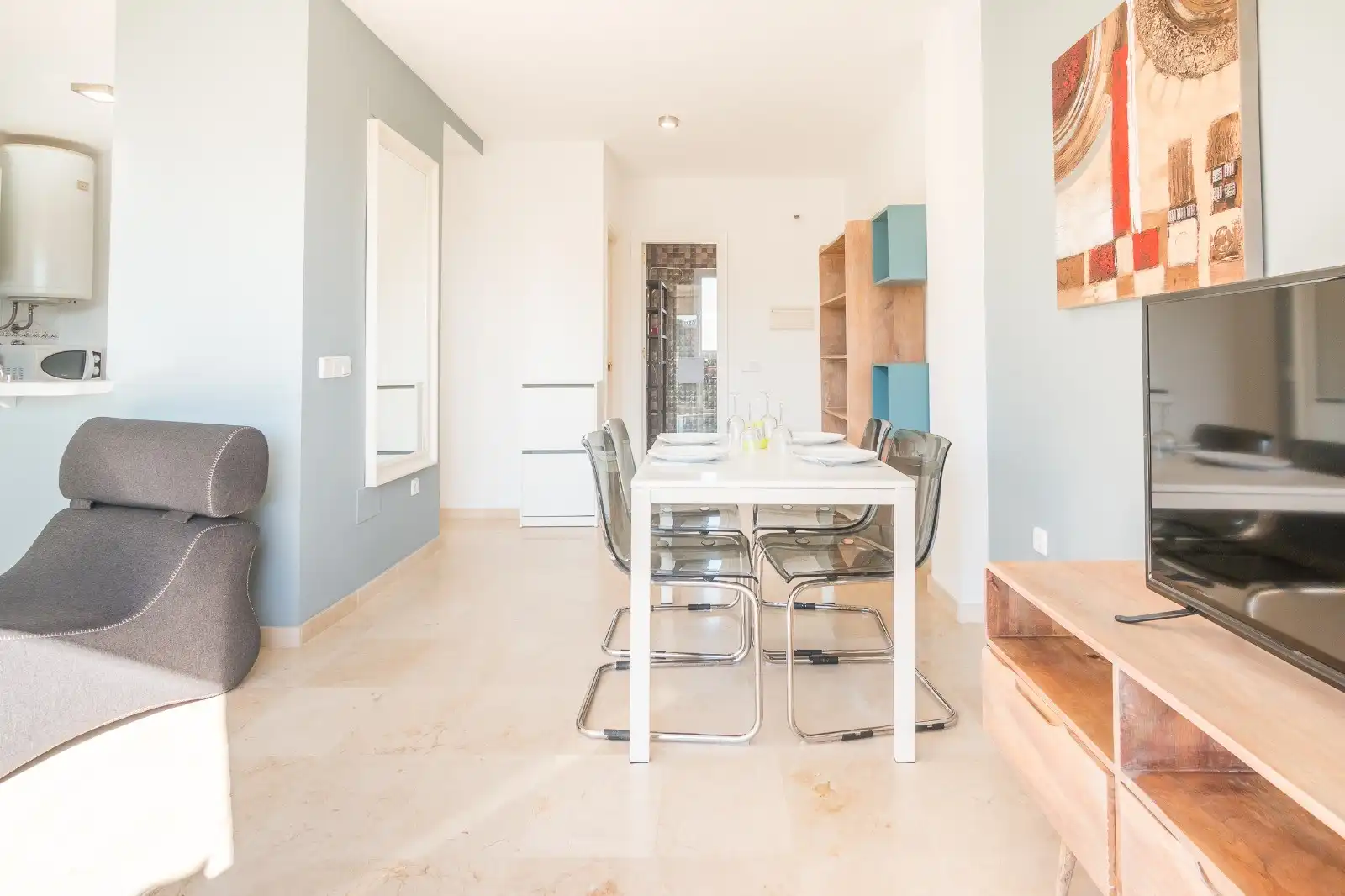 Comedor de Apartamento en venta en Manilva con Aire acondicionado, Terraza y Piscina