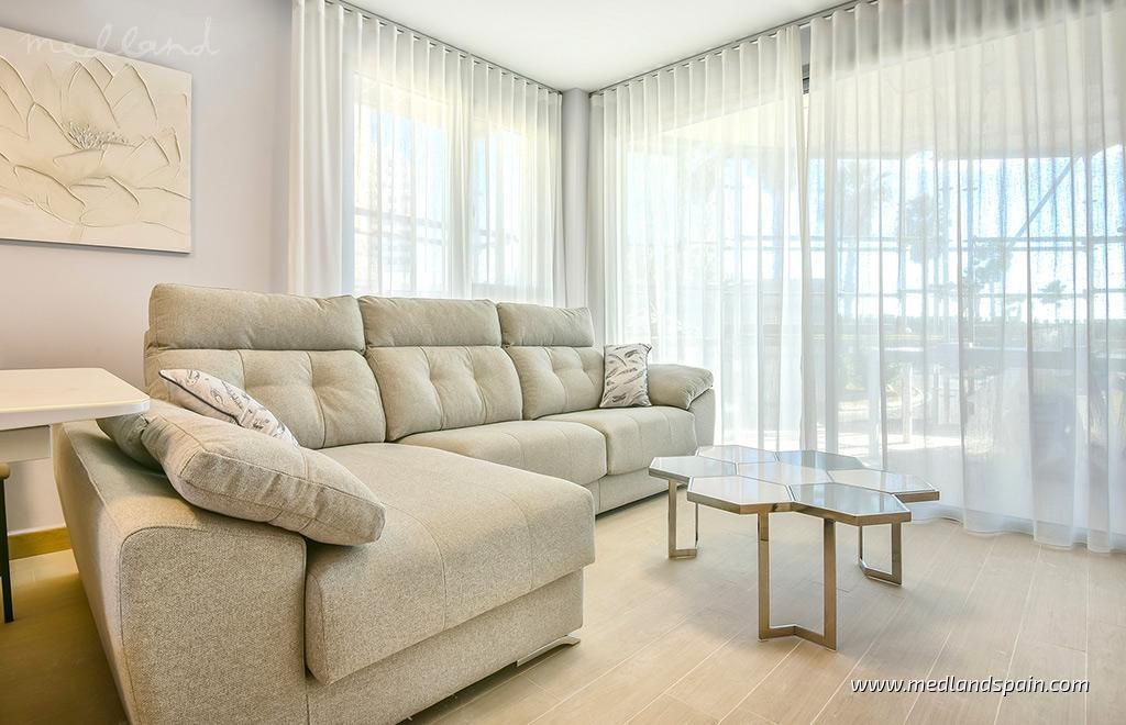 Sala d'estar de Apartament en venda en Calpe / Calp amb Terrassa i Piscina comunitària