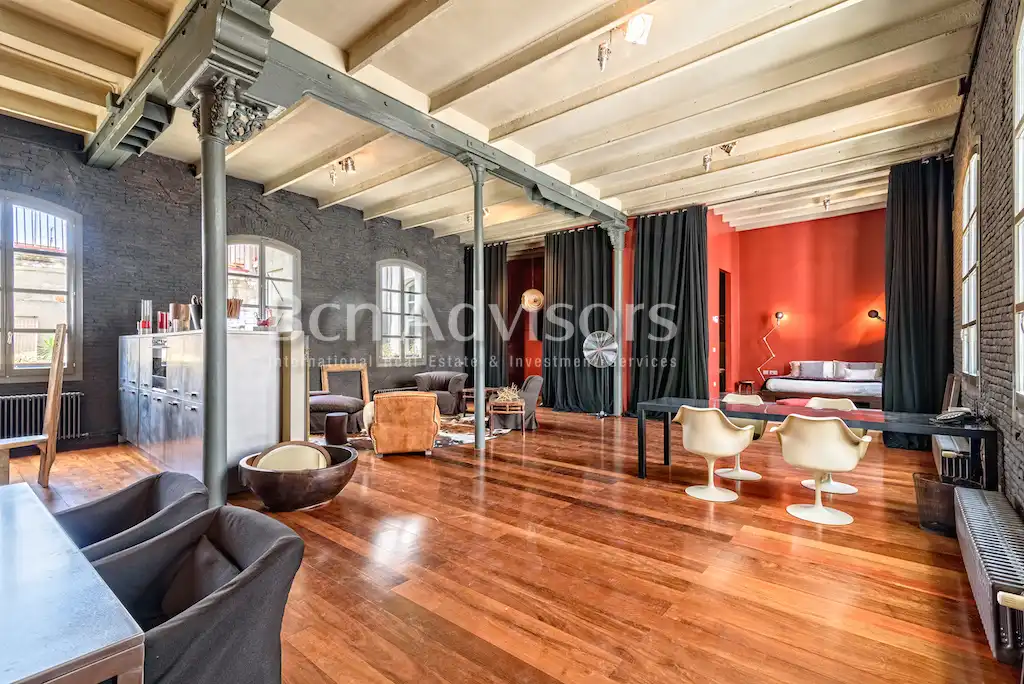 Sala de estar de Ático de alquiler en Barcelona con Aire acondicionado, Calefacción y Terraza