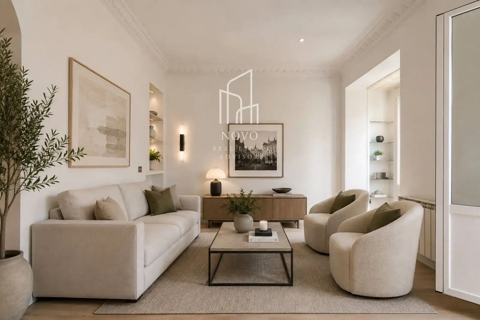 Wohnzimmer von Wohnung zur Miete in Madrid mit Klimaanlage, Heizung und Terrasse