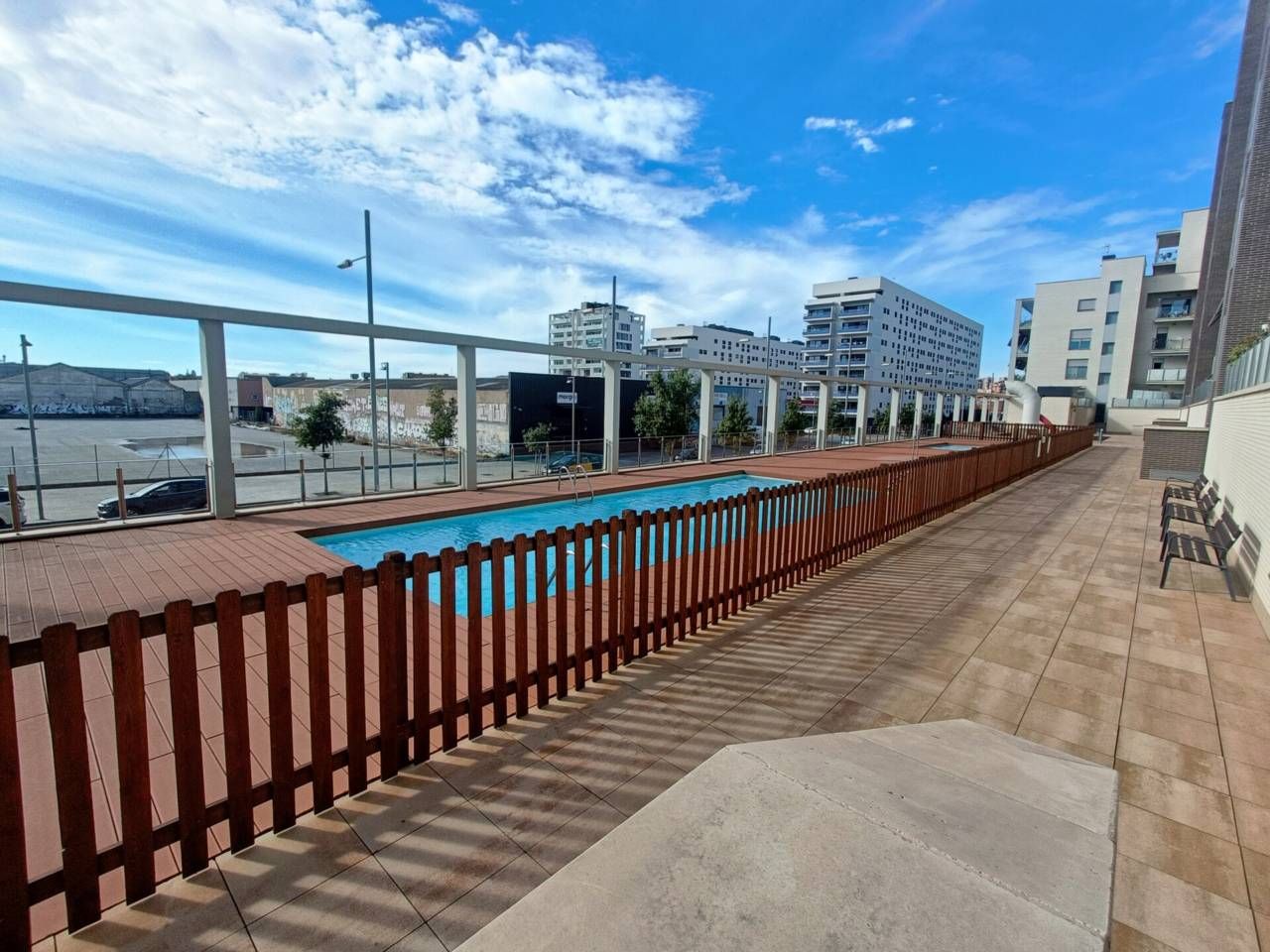 Swimming pool of Flat for sale in Badalona  with Heating, Parquet flooring and Balcony