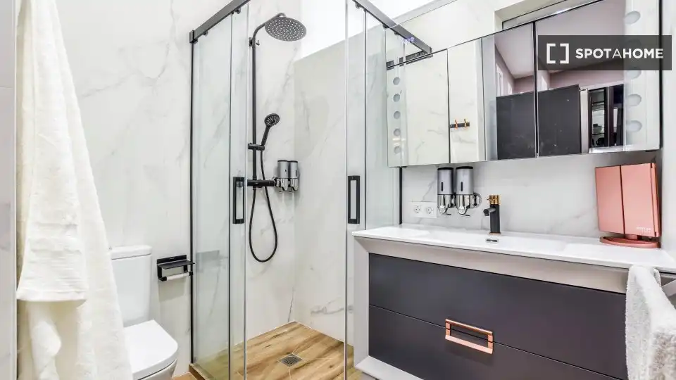 Badezimmer von Wohnungen zur untervermieten in Madrid mit Klimaanlage, Heizung und Terrasse