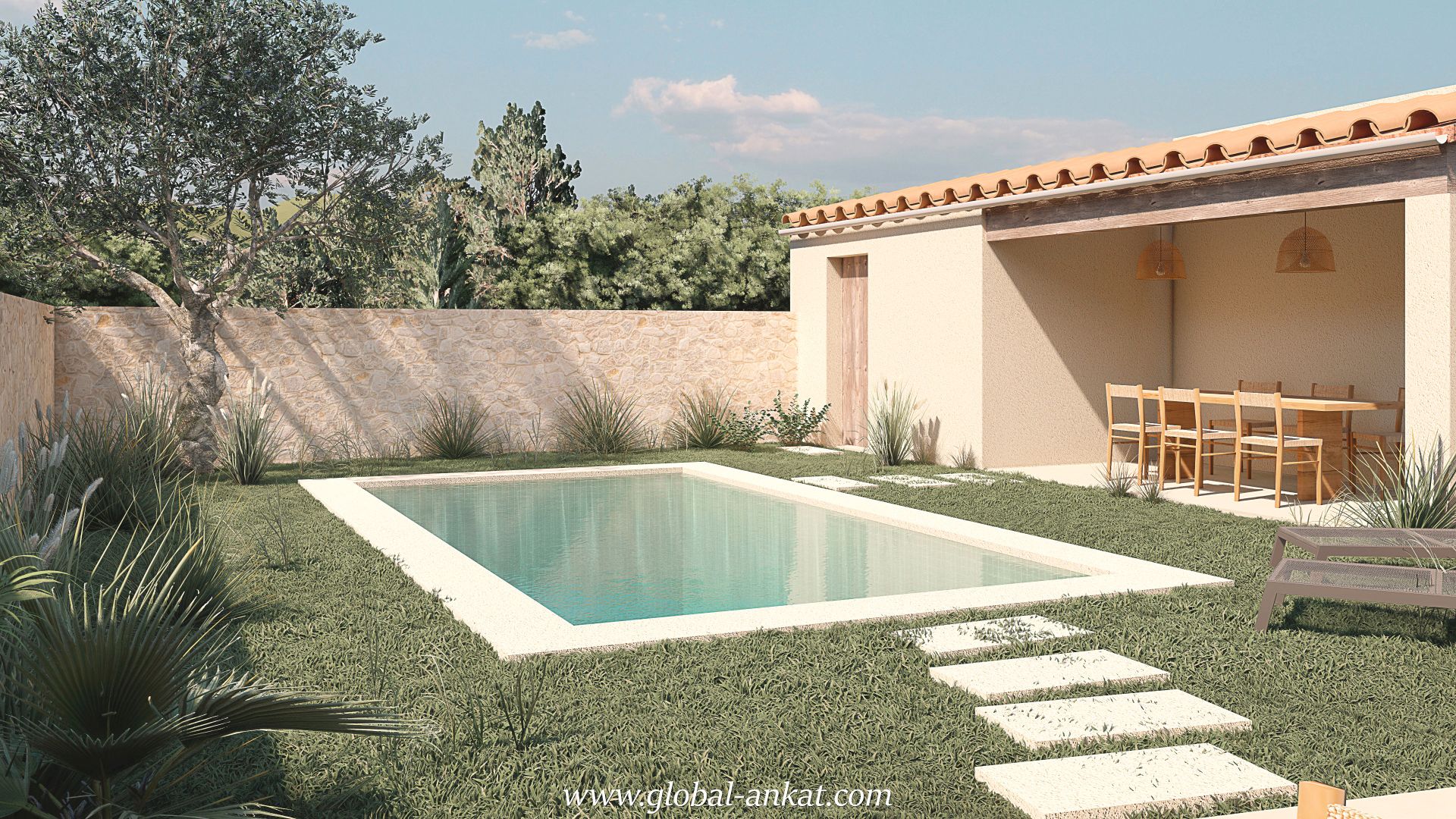 Swimming pool of Single-family semi-detached for sale in Vilafranca de Bonany  with Air Conditioner, Private garden and Terrace