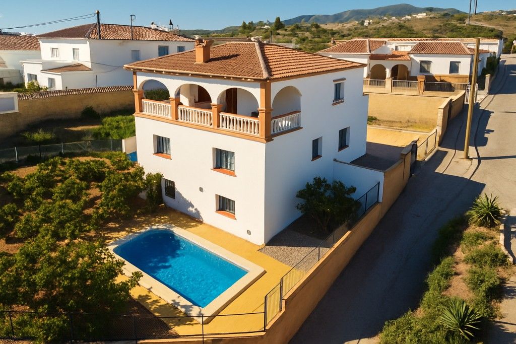Vista exterior de Casa o xalet en venda en Vélez-Málaga amb Aire condicionat, Jardí privat i Terrassa