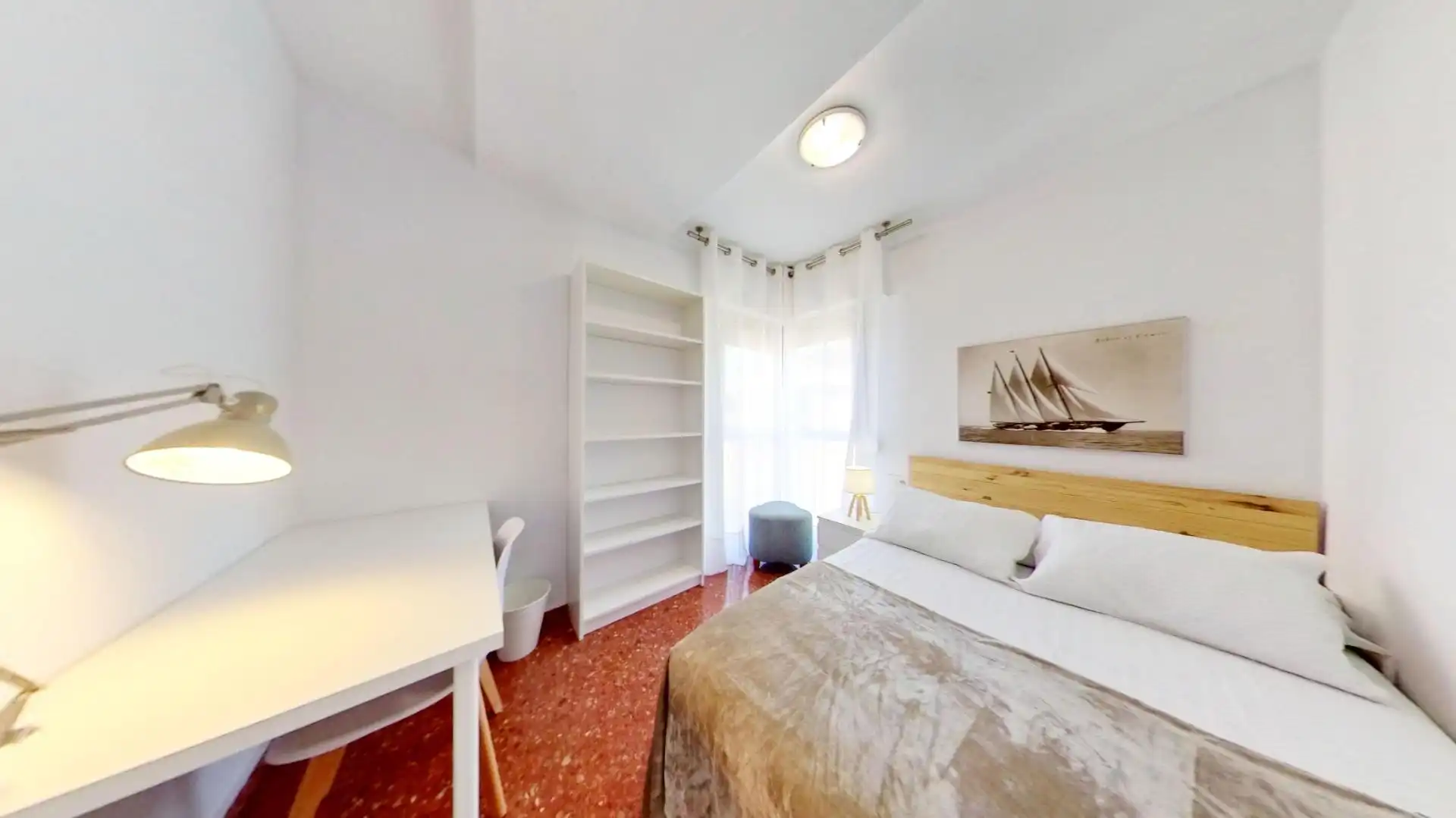 Schlafzimmer von Wohnung zur Miete in Valencia mit Terrasse, Möbliert und Balkon