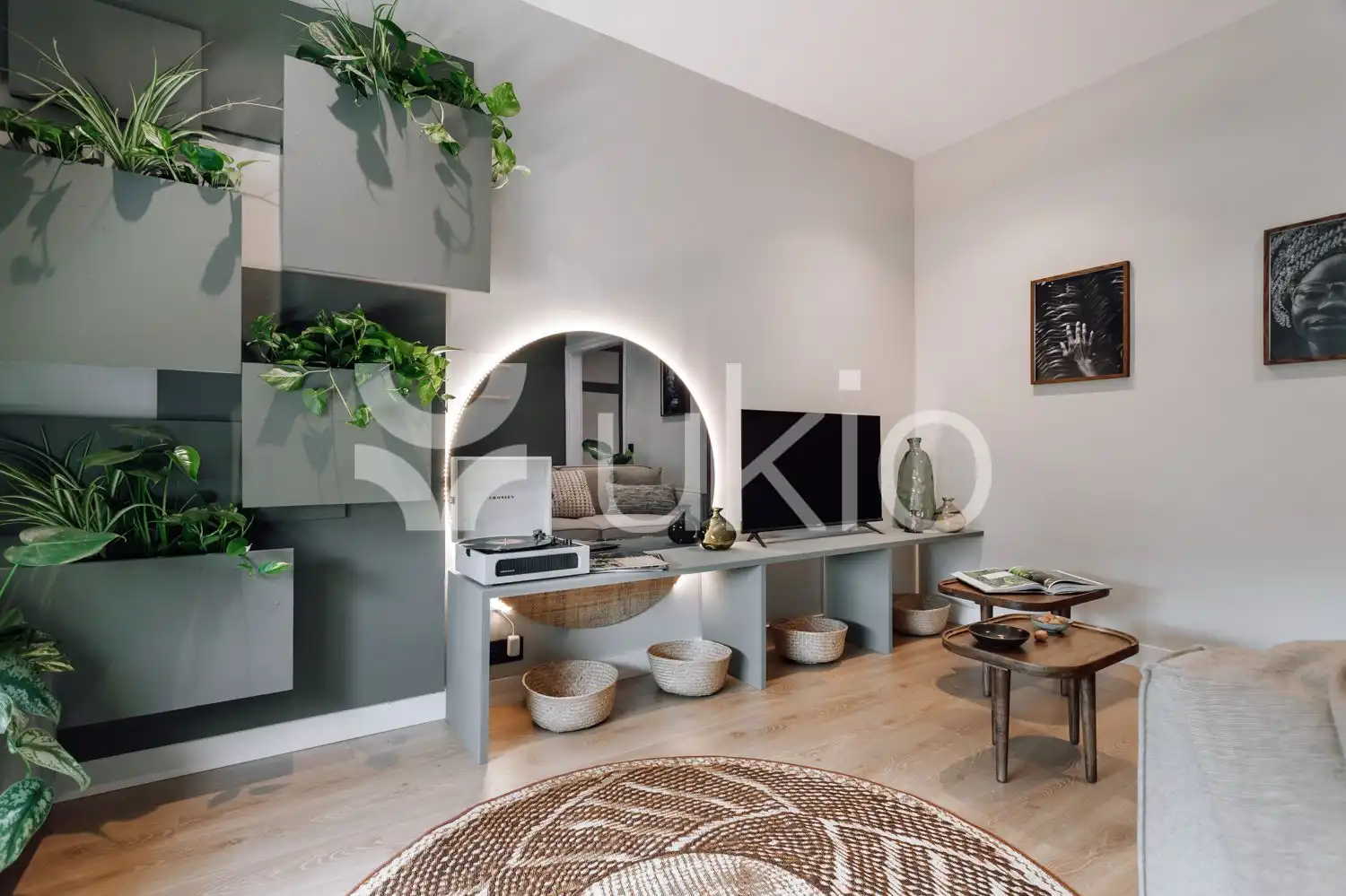 Sala de estar de Apartamento de alquiler en Barcelona con Aire acondicionado, Calefacción y Amueblado