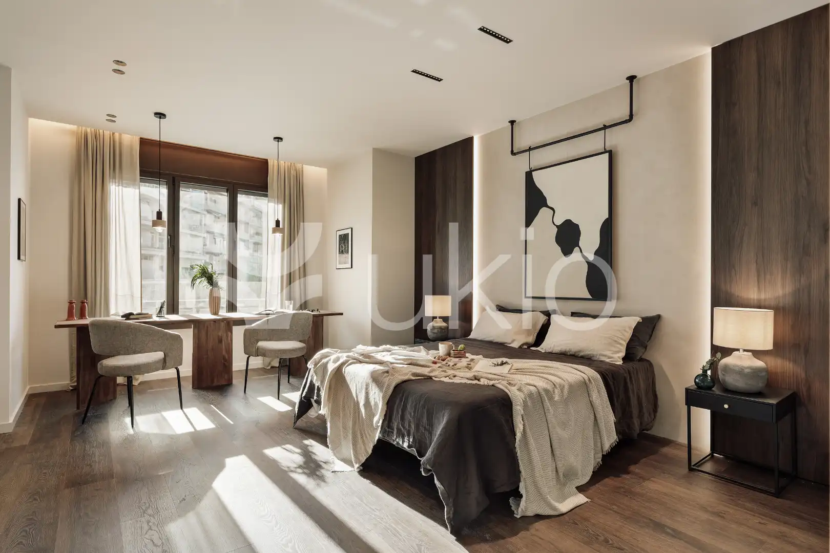 Dormitori de Apartament de lloguer en Barcelona amb Aire condicionat, Calefacció i Moblat