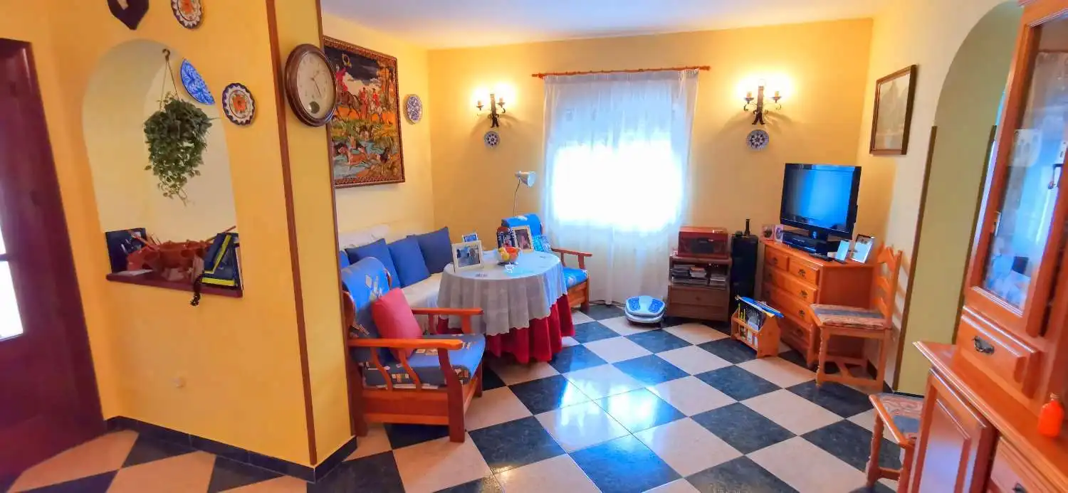 Sala d'estar de Casa o xalet en venda en Canillas de Aceituno amb Jardí privat, Terrassa i Traster