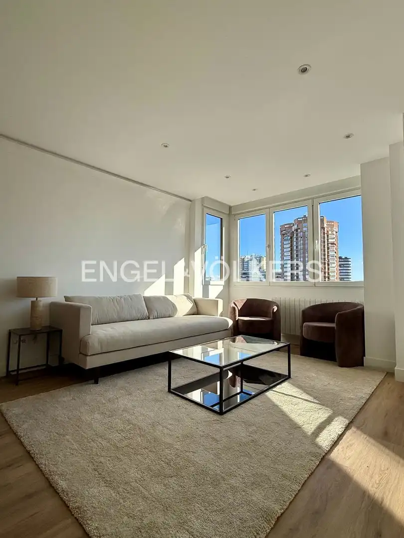 Living room of Flat for rent in Madrid  with Air Conditioner, Heating and Private garden