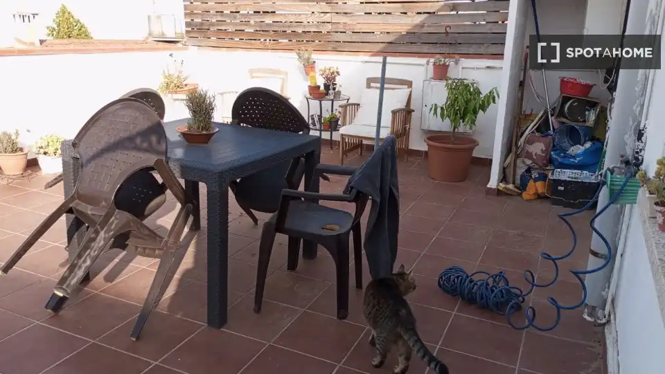 Terraza de Piso para compartir en Sabadell con Aire acondicionado, Calefacción y Amueblado