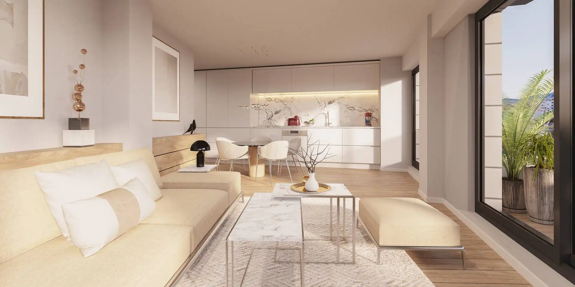 Wohnzimmer von Erdgeschoss zum Verkauf in Estepona mit Klimaanlage, Terrasse und Schwimmbad