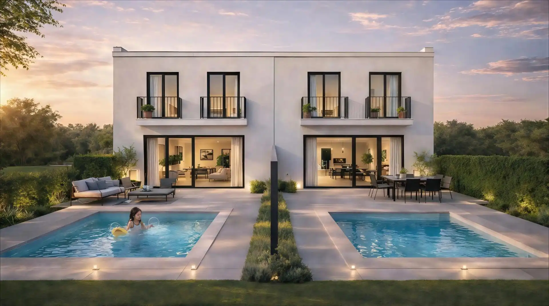Schwimmbecken von Einfamilien-Reihenhaus zum Verkauf in Bordils mit Heizung, Privatgarten und Terrasse