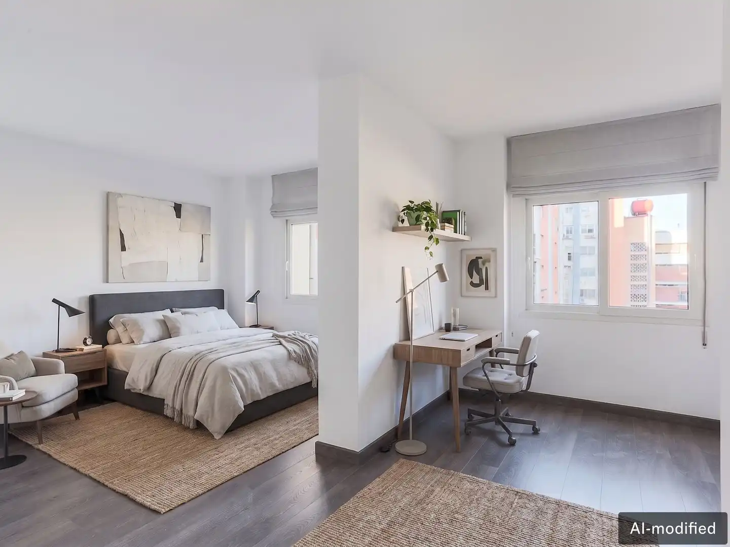 Schlafzimmer von Wohnung zur Miete in Valencia mit Klimaanlage, Heizung und Balkon