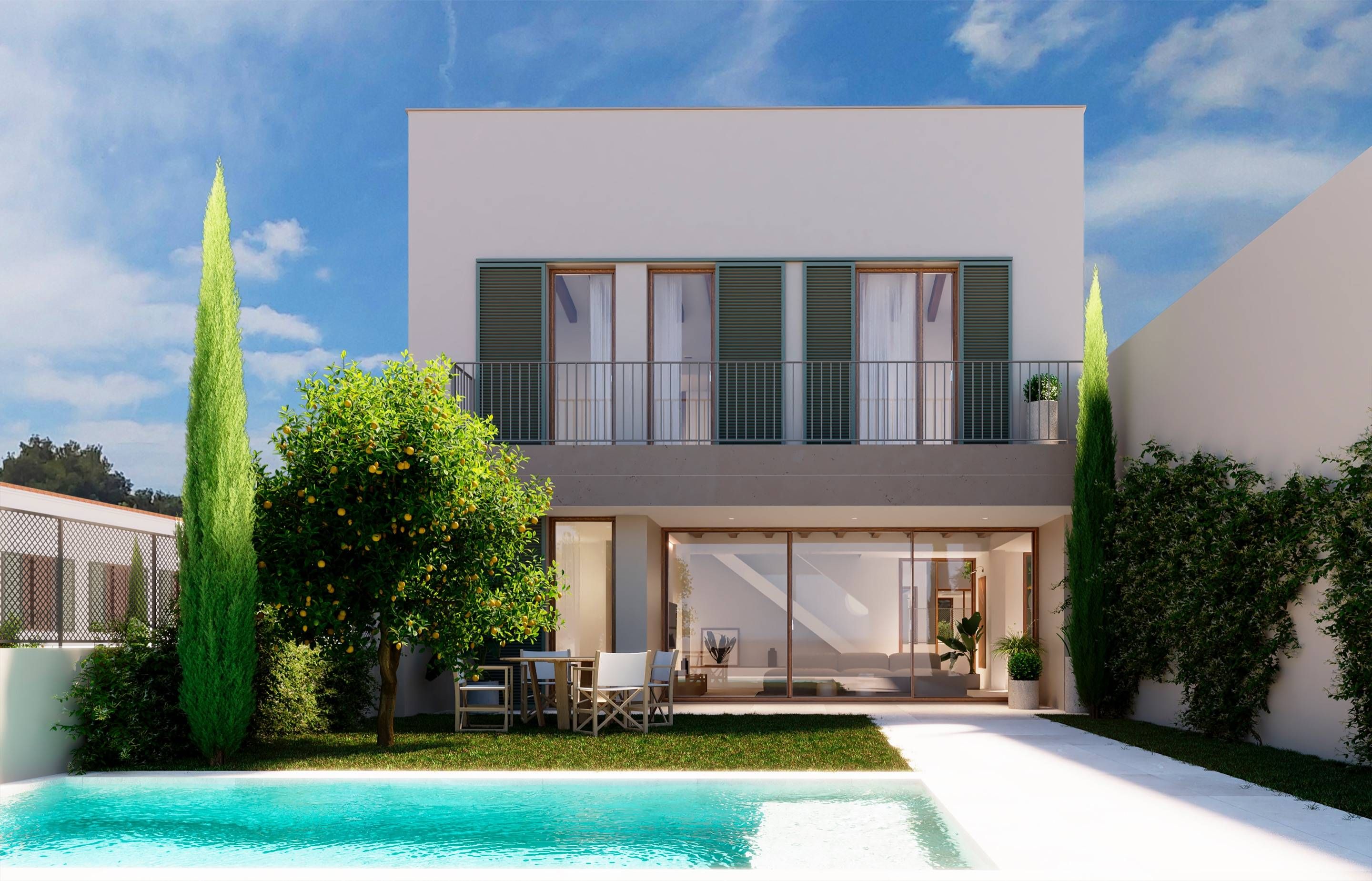 Vista exterior de Casa adosada en venta en  Palma de Mallorca con Aire acondicionado, Calefacción y Jardín privado