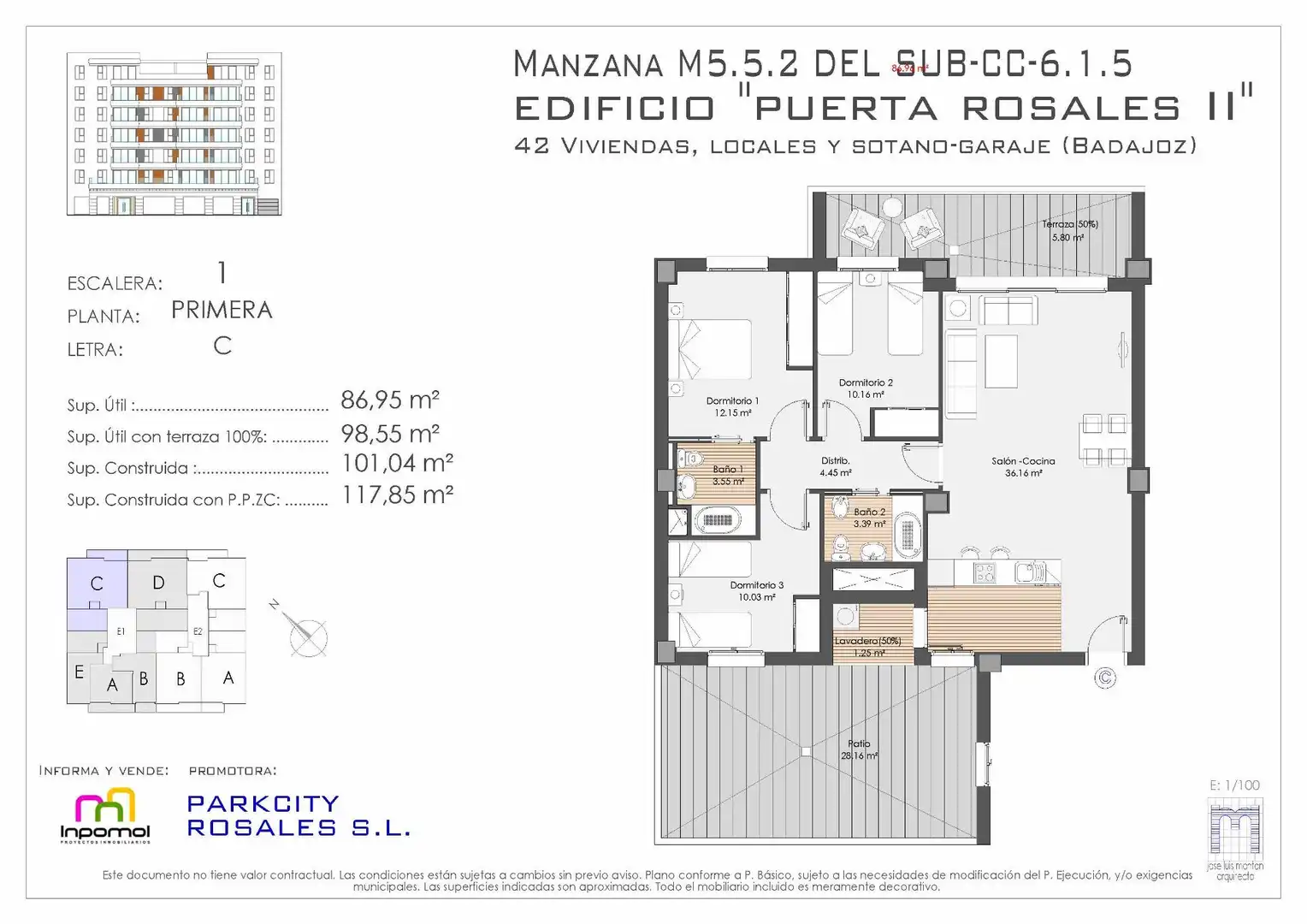 Piso en venta en Badajoz con Aire acondicionado, Calefacción y Jardín privado