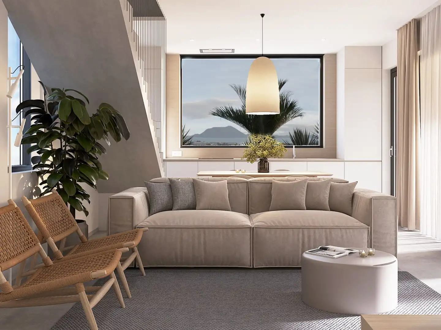 Sala d'estar de Casa o xalet en venda en La Oliva amb Jardí privat, Piscina i Domòtica