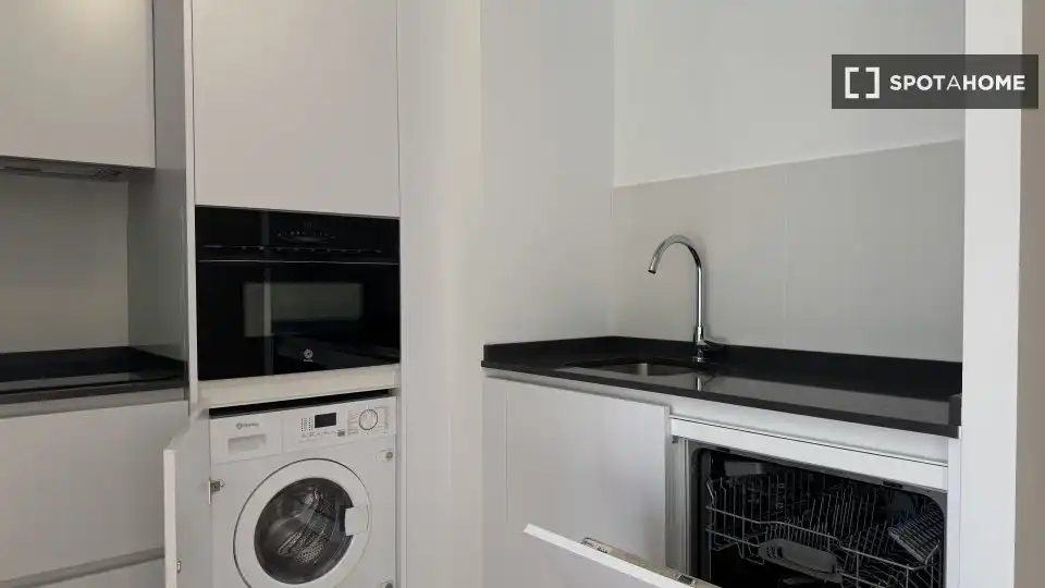 Cuina de Apartament per a compartir en Málaga amb Aire condicionat, Terrassa i Moblat