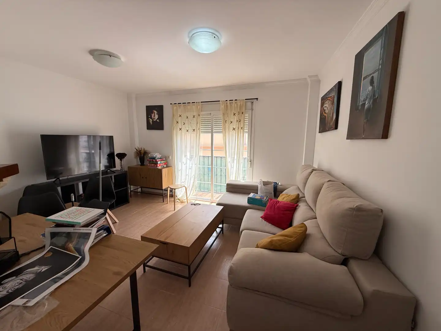 Living room of Flat for rent in Cártama  with Air Conditioner, Furnished and Balcony