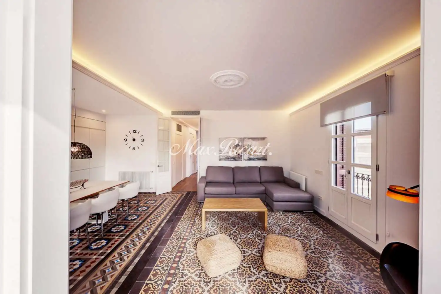 Wohnzimmer von Wohnung zur Miete in Barcelona mit Klimaanlage, Heizung und Terrasse