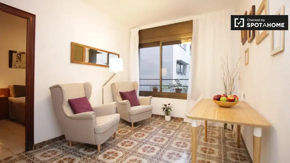 Wohnzimmer von Wohnung zur Miete in  Barcelona Capital mit Klimaanlage, Heizung und Möbliert