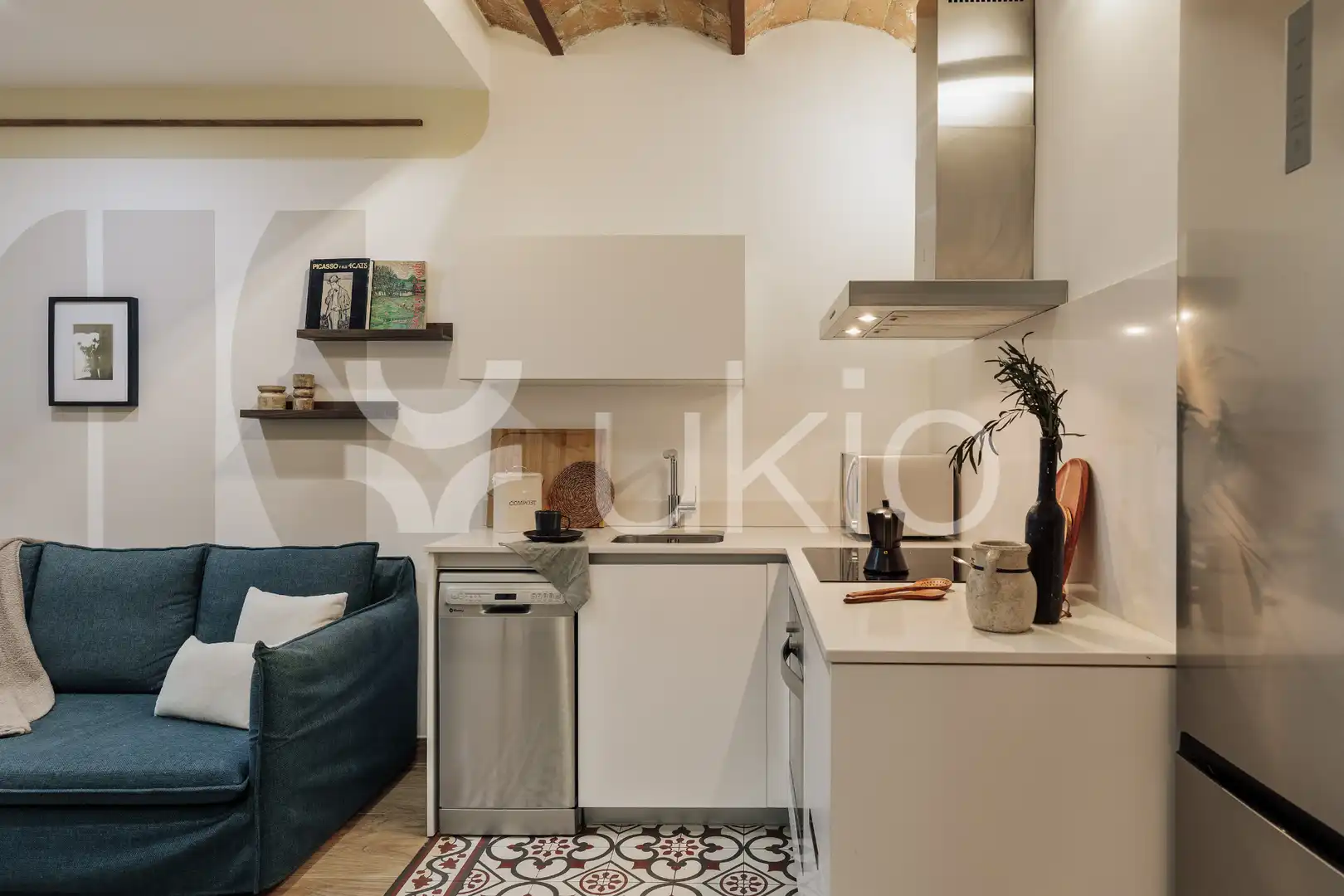 Cocina de Apartamento de alquiler en Barcelona con Aire acondicionado, Calefacción y Terraza