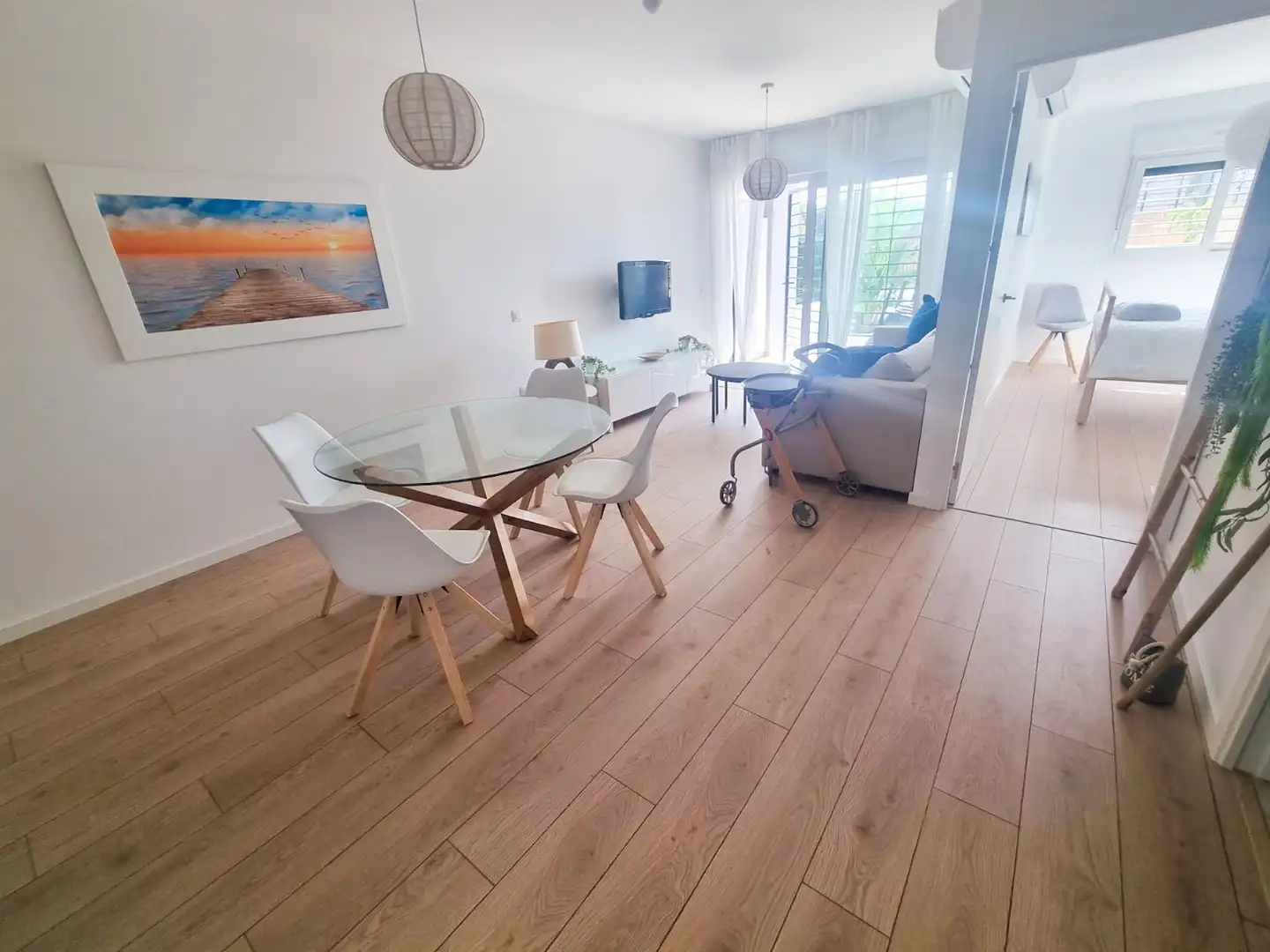 Sala de estar de Piso de alquiler en Pilar de la Horadada con Aire acondicionado, Jardín privado y Terraza
