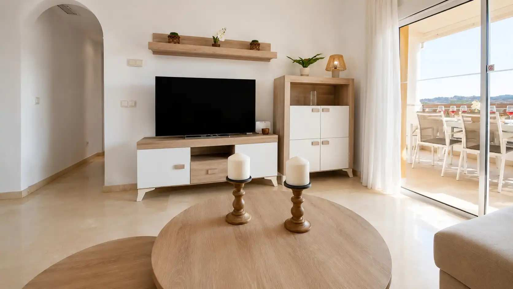 Sala de estar de Apartamento de alquiler en Mijas con Aire acondicionado, Calefacción y Terraza