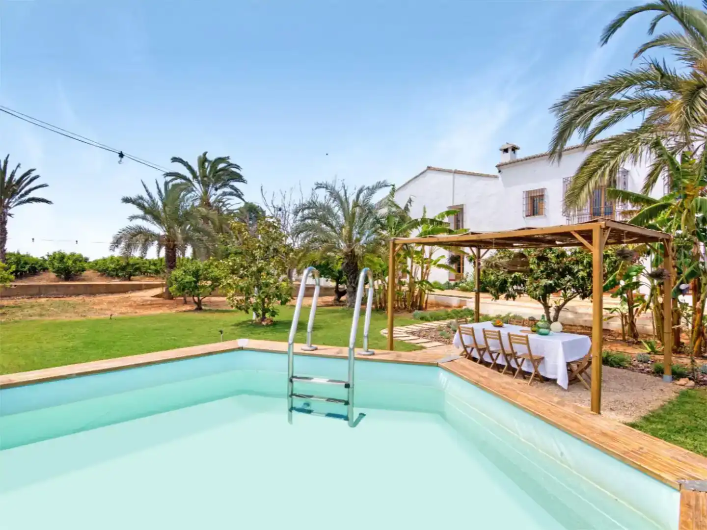 Jardín de Finca rústica de alquiler en Algemesí con Aire acondicionado, Jardín privado y Piscina