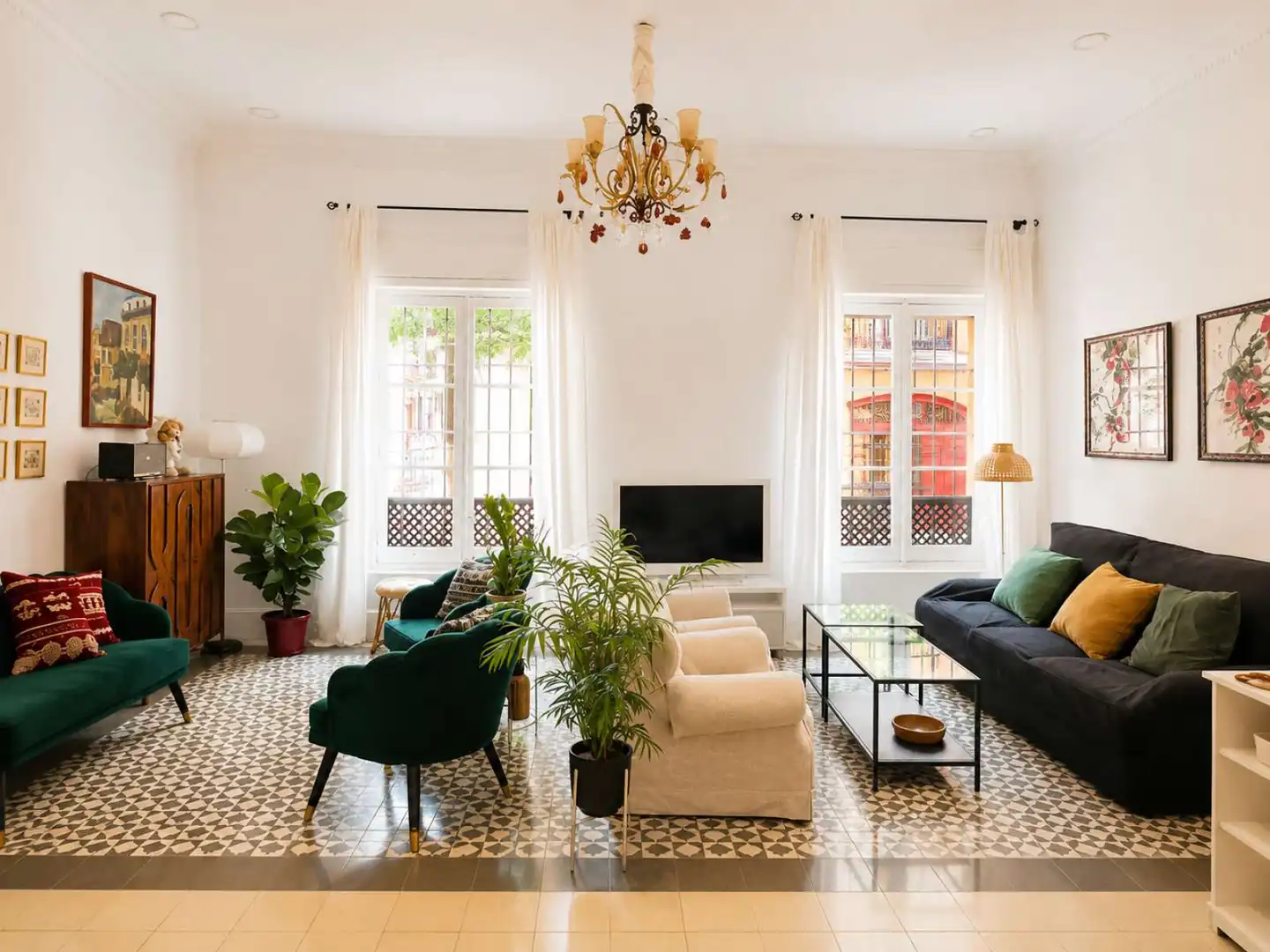 Sala d'estar de Apartament per a compartir en Sevilla amb Aire condicionat, Terrassa i Moblat