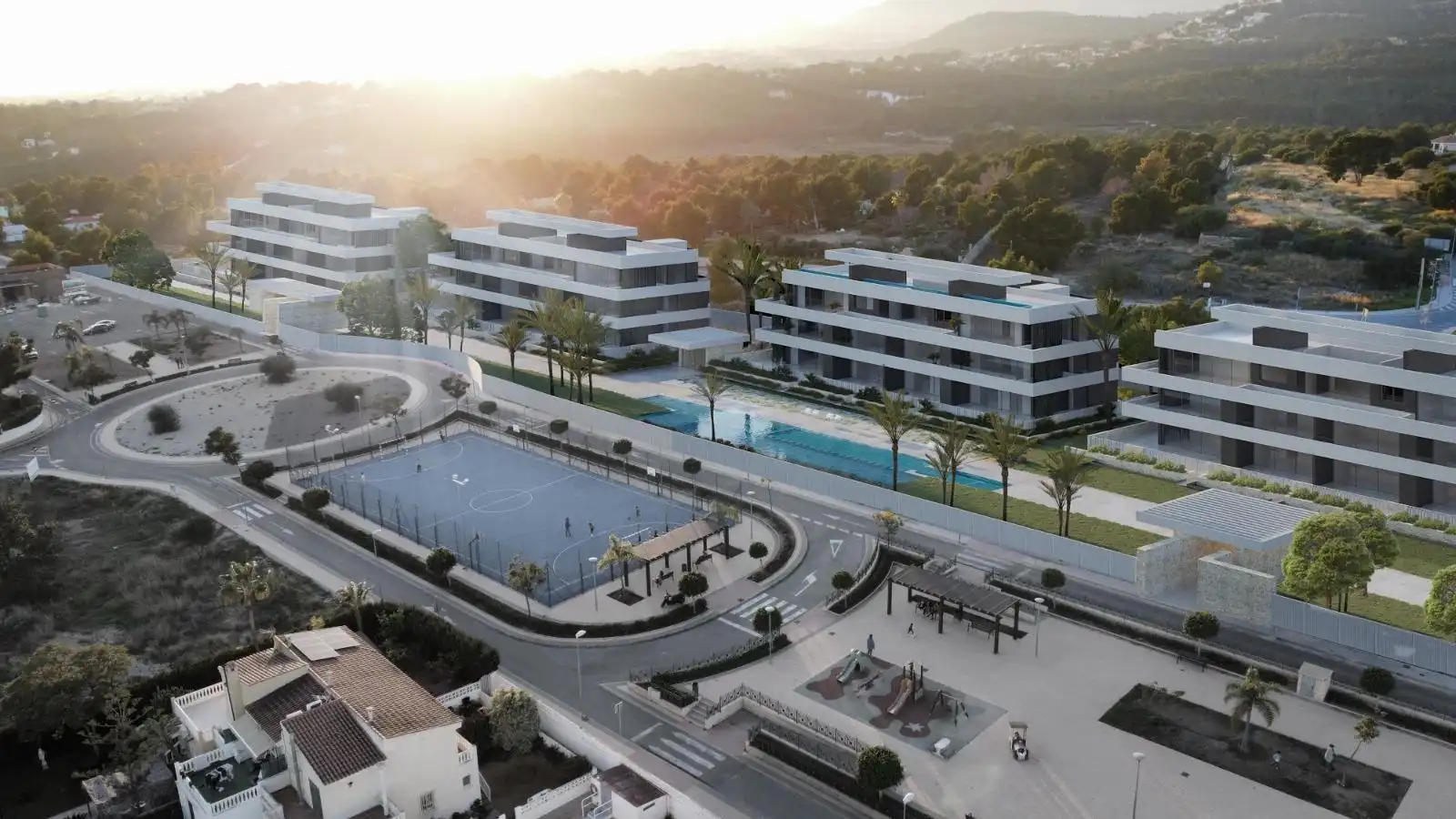 Vista exterior de Apartament en venda en La Nucia amb Aire condicionat, Jardí privat i Terrassa