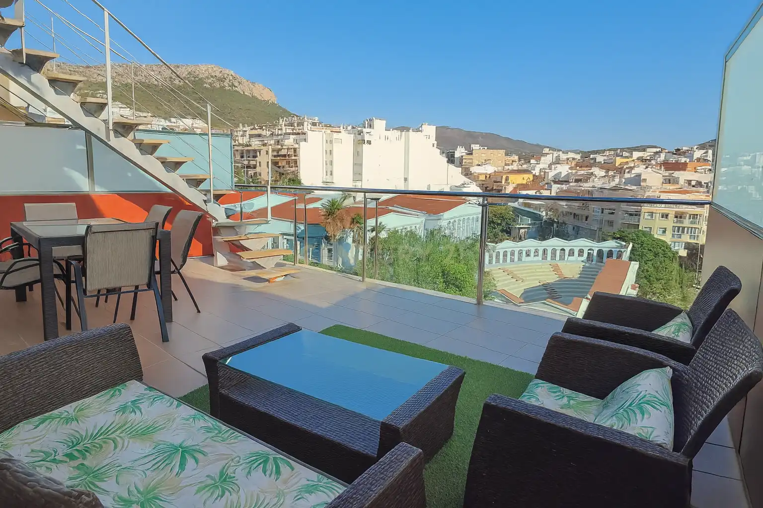 Terrasse von Wohnungen zur Miete in Calpe / Calp mit Klimaanlage, Ofen und Waschmaschine