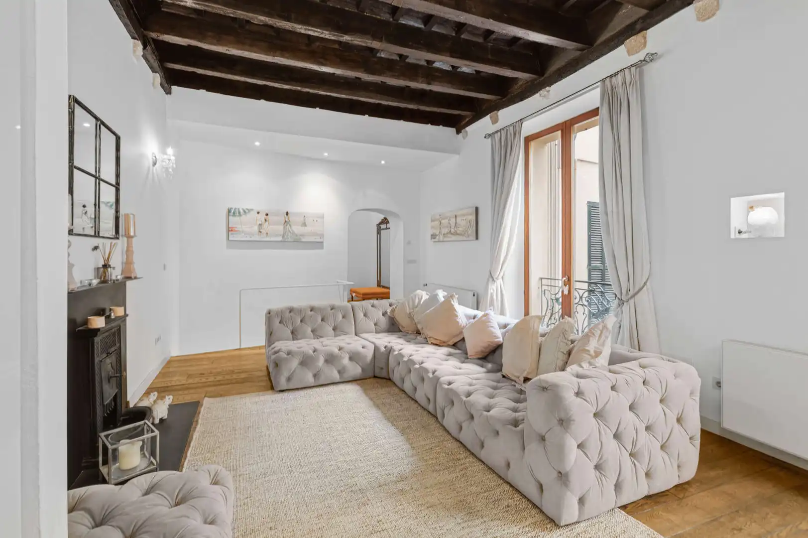 Wohnzimmer von Erdgeschoss zum Verkauf in  Palma de Mallorca mit Klimaanlage, Parkett und Möbliert