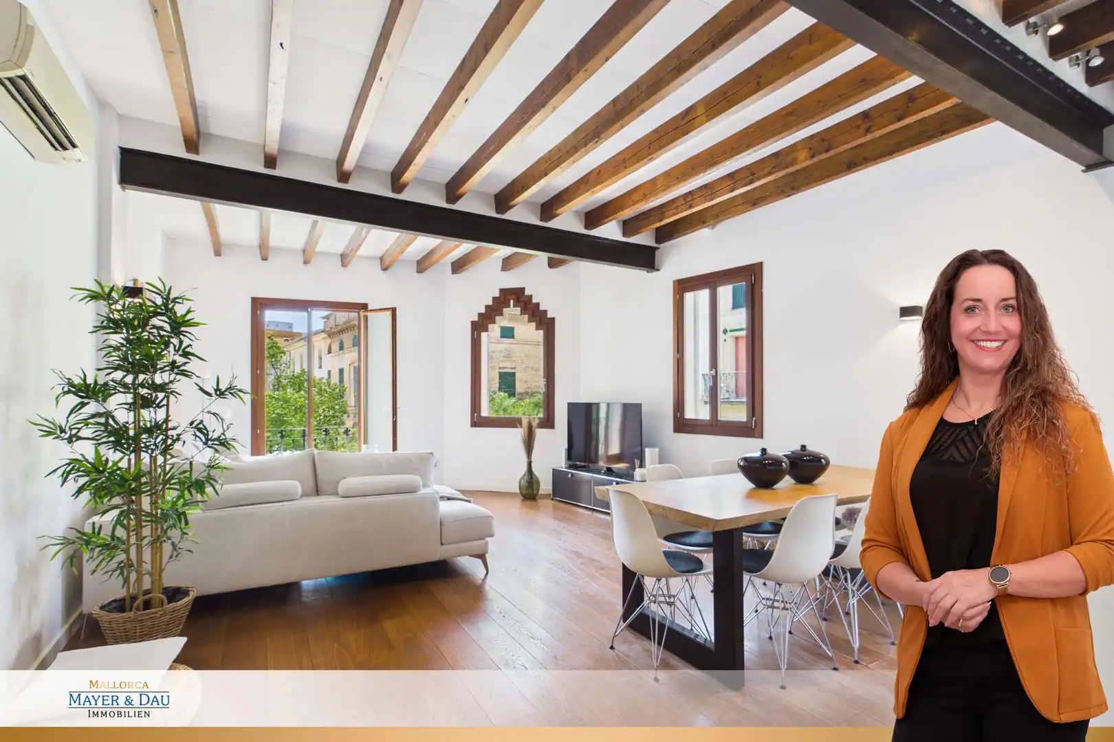 Sala d'estar de Àtic en venda en Inca amb Aire condicionat, Parquet i Terrassa